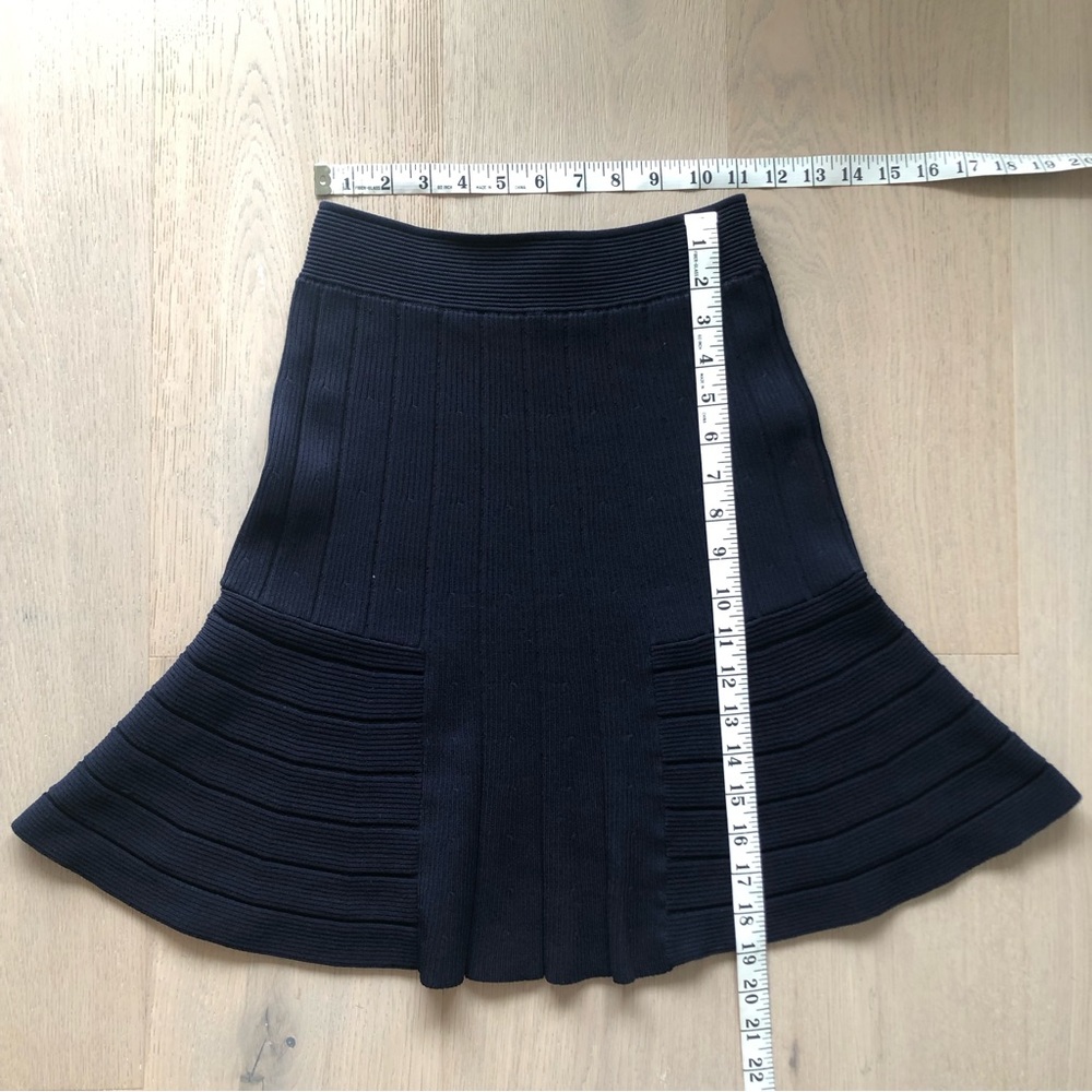 Sandro Navy Ribbed Knit Flared Hem Skirt - Picture 5 of 5